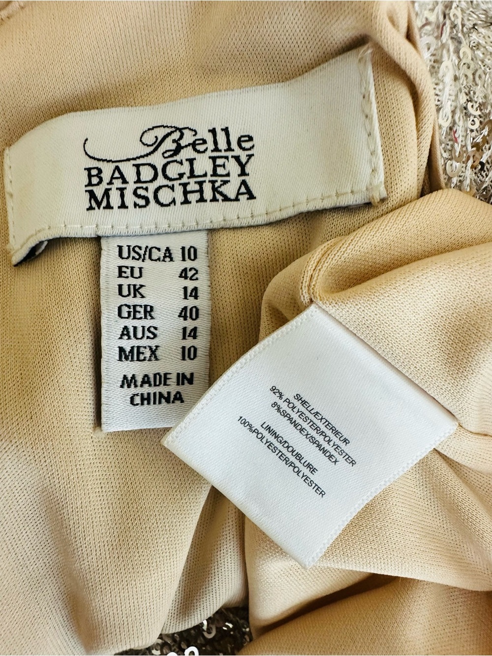 Belle Badgley Mischka Silver Sequin Dress Size 10 - Picture 15 of 15